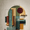 Vintage Couple Library, variant on UXIEQU Abstract Geometric Shapes Canvas Wall Art Print 15.75x11.81 Inches