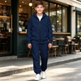 thumbnail image 5 of Girls Sweatsuit 2 Piece Outfits Zip-up Hoodies Wide Leg Sweatpants with Pockets Set Teen Girl Joggers Fall Winter Clothes, 5 of 8