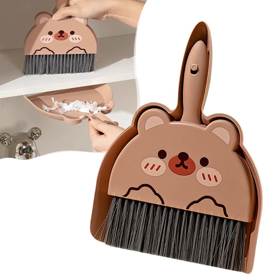 Mini Desktop Dustpan and Broom Set, Portable Handheld Cleaning Kit, Pet Hair & Debris Remover, Multi-Use Sweeper for Home Desktop, Car Interior & Small Space Cleaning