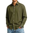 thumbnail image 3 of GrmtClth Mens Shirts Long Sleeve Collar Button Down Wrinkle Free Regular Fit Solid Tone Office Business Casual Tops Army Green M, 3 of 7