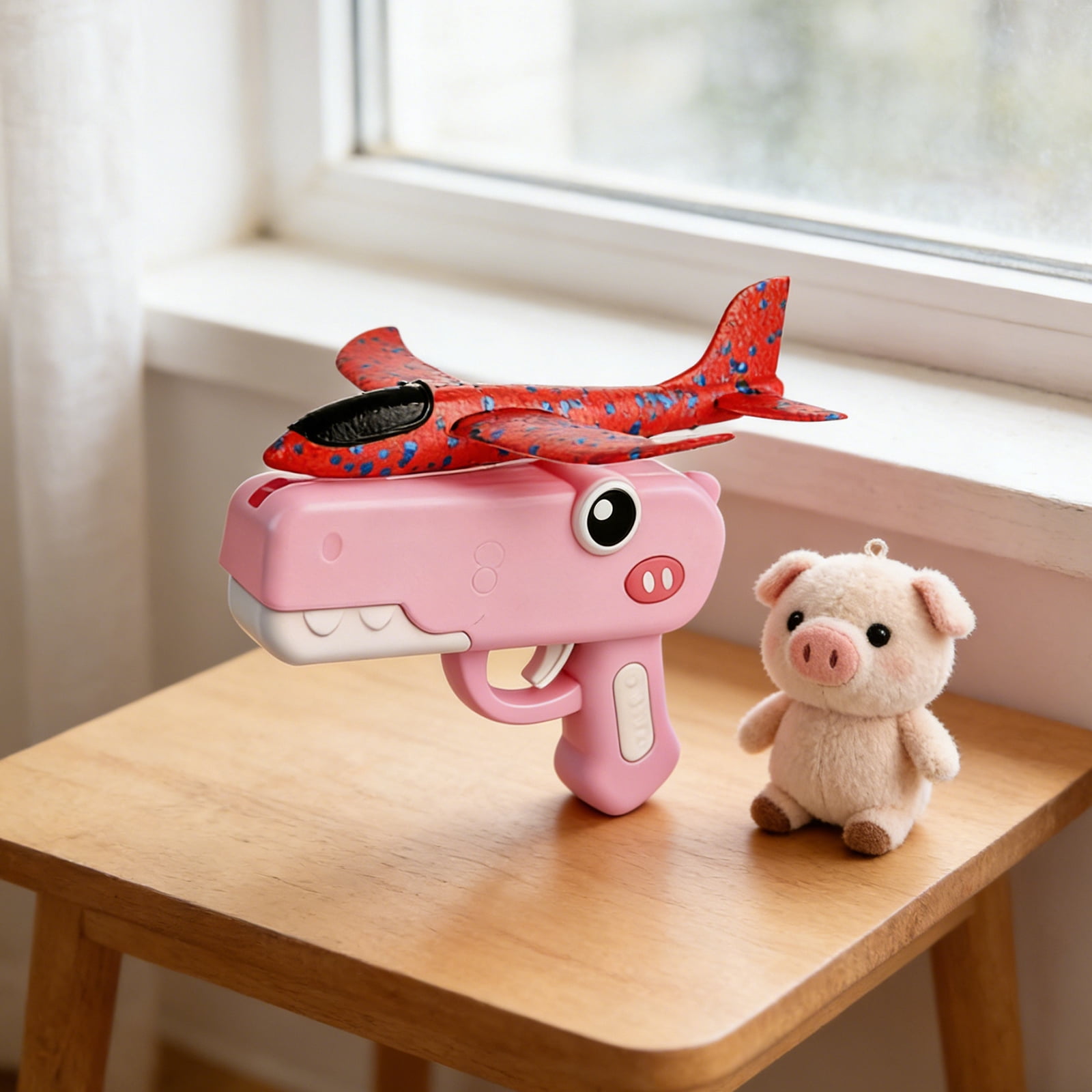 Dinosaur Airplane Launcher Toy with Box,2026 New 2 in 1 Airplane Launcher Toys, Dinosaur Air Launcher with Foam Glider,for Backyard Park Beach Play,Blue