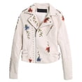 thumbnail image 1 of Floral Night Leather Jacket Women's Faux Leather Jackets Casual Short Coat for Spring Fall and Winter, 1 of 4