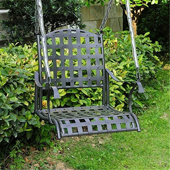 Outdoor Swing Seat - Single Nailhead Garden Swing, Durable Iron, UV Protected, Hanging Chains Included