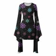 thumbnail image 5 of Women's Christmas Dress Crewneck Printed Long Batwing Sleeve Holiday Mini skirt Purple-1 S, 5 of 5