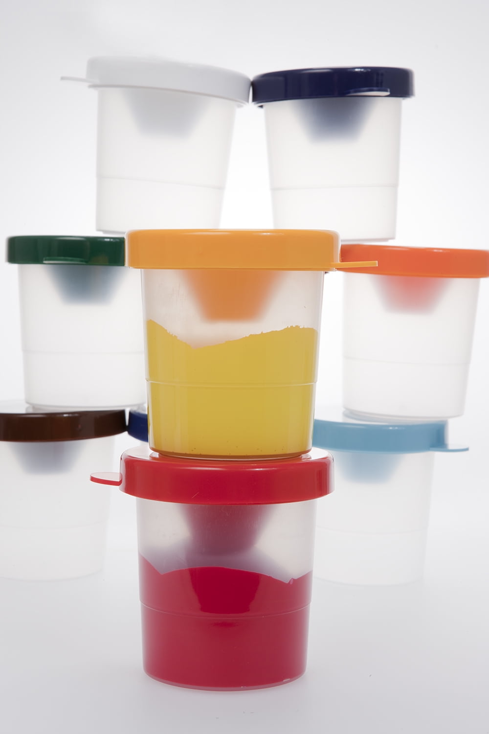 First Impressions Spill Proof 8 oz Painting Cups for Kids Air-tight, Sealed, Reusable No Spill Pain Cup | Best for Acrylics, Poster Paint, Tempera - [Set of 10]