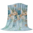 thumbnail image 6 of Beach Coastal Blue Blanket Soft Cozy Warm Throw Blanket for Couch, Plush Fuzzy Flannel Fleece Blankets for Sofa, Nautical Shell Starfish Coral Summer Bed Blankets Lightweight Gifts for Women, 30"x40", 6 of 9
