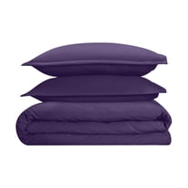 1000 Thread-Count 100% Egyptian Cotton 3 Piece Duvet Cover and Pillow Shams, Premium Hotel Comforter Quilt Cover Sateen Weave with Zipper Closure, Corner-Ties - King, Plum