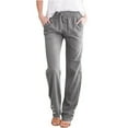 thumbnail image 1 of Simua Womens Casual Pants Straight Leg Drawstring Elastic High Waist Loose Comfy Trousers with Pockets, 1 of 5