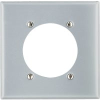 Leviton Single Receptacle Wall Plate - Steel, Two Gang, Aluminum Finish - Standard Size