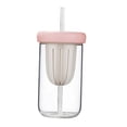 thumbnail image 2 of Vaso de Vidrio con infusor de té Sunnimix botella de agua con Pajita Rosa 450ml, 2 of 8