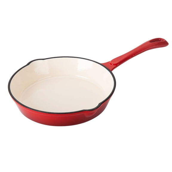 Hamilton Beach 10 Inch Non Stick Dishwasher Safe Cast Iron Frying Pan, Red