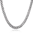 thumbnail image 5 of Hermah Silver Tone Stainless Steel Curb Cuban Necklace, 18-36 in, Hip Hop Style, 5 of 7