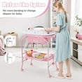 thumbnail image 4 of INFANS Baby Changing Table with Bathtub, Foldable Diaper Dresser Station with Removable Bath Support Wheels Waterproof Pad Storage Rack, Portable Nursery Organizer Stand for Newborn Infant, 4 of 9