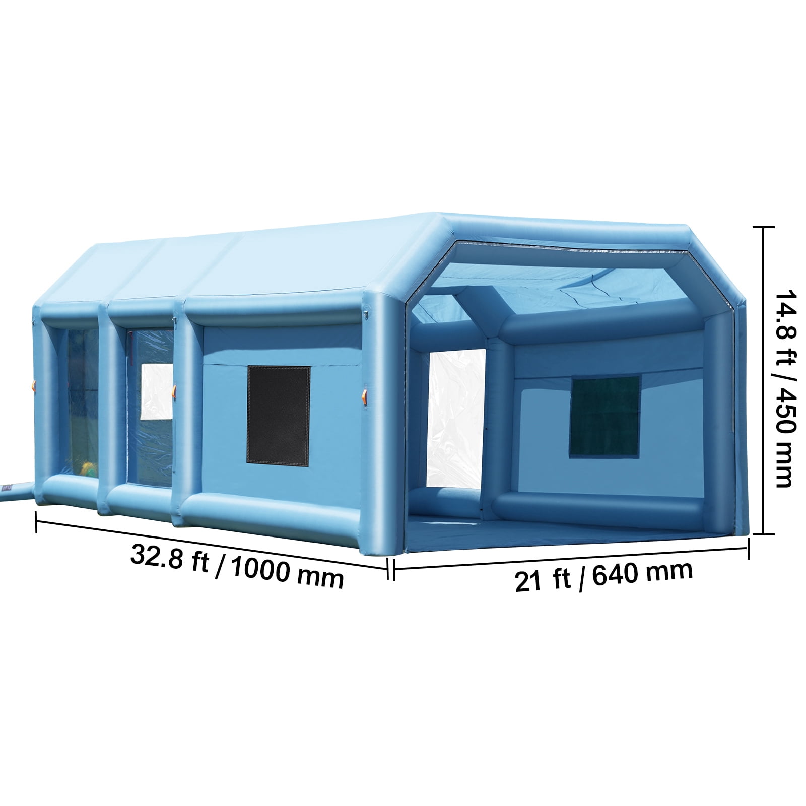 KFFKFF Inflatable Paint Booth, Dimensions 32.8 x 21 x 14.8 ft, Includes 1100W+750W Efficient Blowers, Air Filtration Unit, Ideal for Spraying Large Trucks, Vans, Machinery