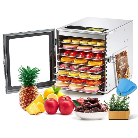 Deshidratador de alimentos Cercker 8 bandejas de acero inoxidable 500W 190ºF
