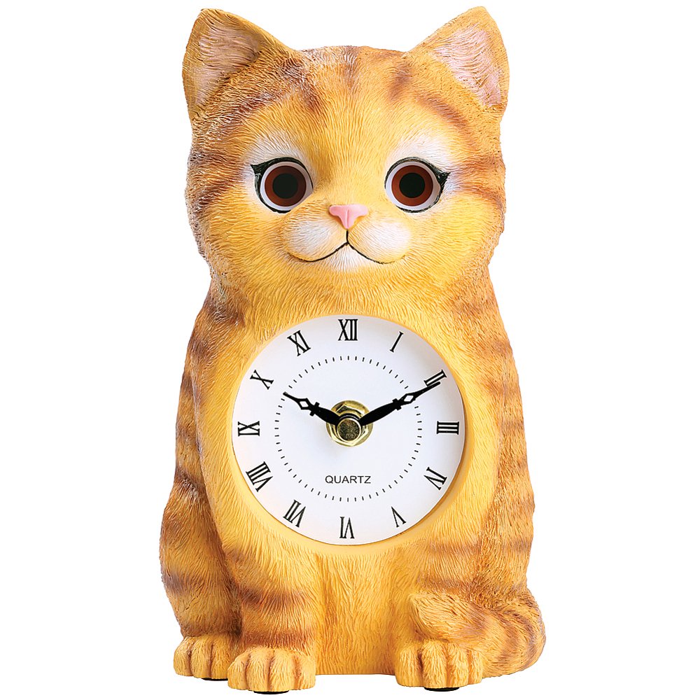 Cat Clock Moving Eyes Back & Forth Crafted In Etched Resin 7.25