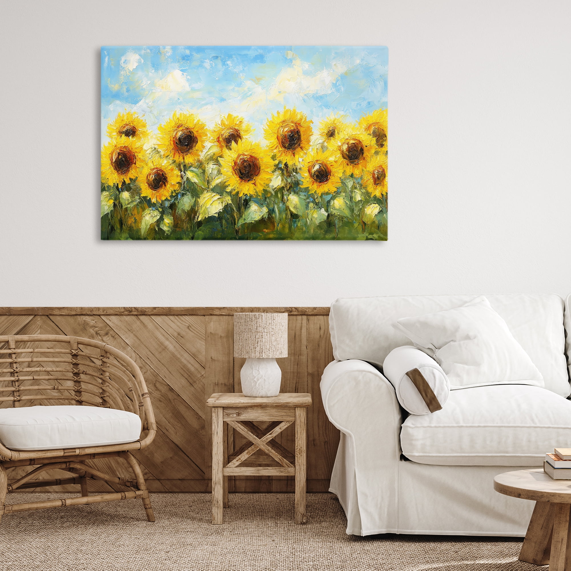 Stupell Industries Impressionist Sunflowers Horizon Canvas Wall Art, design by Petal Prints Design