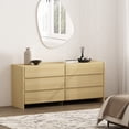 thumbnail image 2 of Linda Commode Moderne Double Grand de 72 Pouces en Chêne Naturel (6 Tiroirs), 2 of 7
