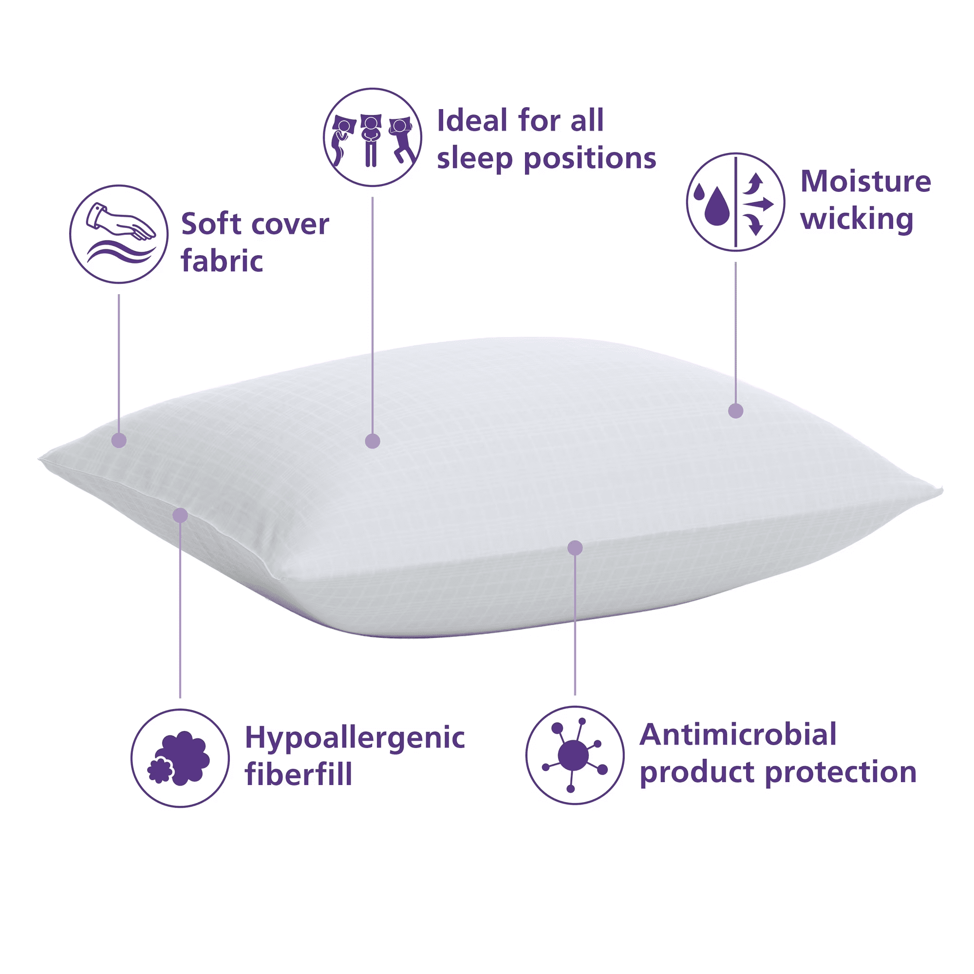Mainstays Comfort Complete Bed Pillow, Standard/Queen, 17oz