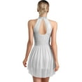 thumbnail image 2 of Raenseen Robe de Danse Lyrique pour Femme Justaucorps Sans Manches avec Jupe Costume de Patinage Artistique sur Glace Blanc TTG, 2 of 4