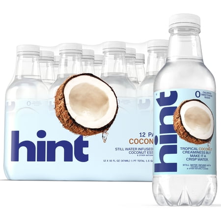 Hint Coconut Flavored Water, 16 fl oz, 12 Pack Plastic Bottles