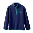 thumbnail image 6 of AHTJRT Kids Unisex Athletic Sweatshirts Quarter Zip Mock Neck Tops with Pockets Fashion Polar Fleece Lined Pullover Workout Hiking Running Navy 11-12 Years, 6 of 9