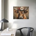 thumbnail image 4 of JRXY Coastal Boho Farmhouse Highland Cow Flower Canvas Wall Art - Rustic Country Landscape Longhorn Animal Painting for Living Room Bedroom Kitchen Decor - Floral Artwork Poster 20x16in, 4 of 6