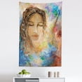thumbnail image 1 of Women Tapestry, Colorful Watercolor Art Closed Eyes Lady Flourishing Colors Illustration, Fabric Wall Hanging Decor for Bedroom Living Room Dorm, 5 Sizes, Pale Brown Multicolor, by Ambesonne, 1 of 1