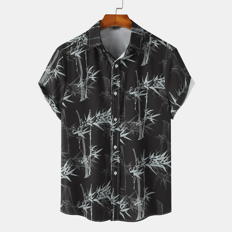 Iytr Mens Fashion Printed Short Sleeve Shirts Leisure Turndown Collar Button Up T-Shirt Classic Tropical Summer Hawaiian Beach Shirt, Men's, Size
