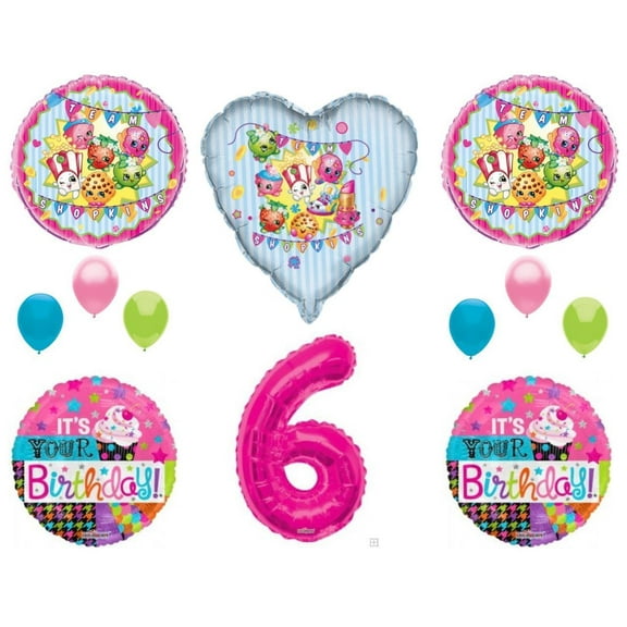 XL SHOPKINS 6th Happy Birthday Party Balloons Decoration Cupcake Fifth Cookie
