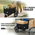 thumbnail image 4 of 2-in-1 Bike Cargo Trailer Pushcart, Bicycle Trailer with Removable Box and Waterproof Cover, Black, Pushcart Stroller with Tow Hitch and Removable Handlebar, black, 4 of 10