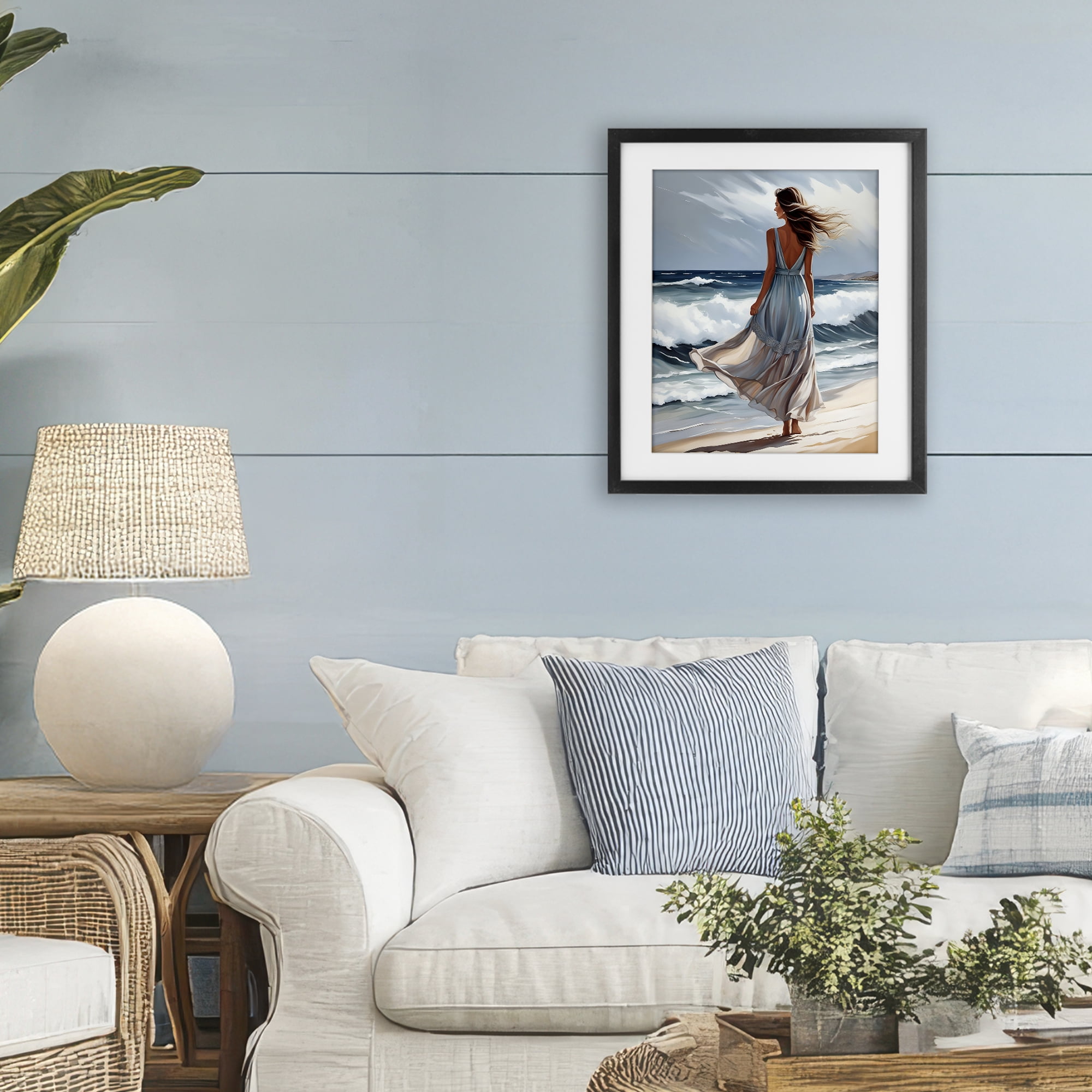 Stupell Industries Walk In The Waves Black Framed Print Under Glass, design by Tabz Jones