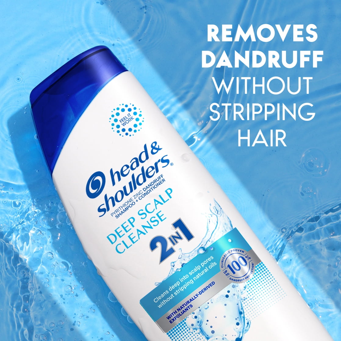 (3 pack) Head & Shoulders 2 in 1 Dandruff Shampoo and Conditioner, Deep Scalp Cleanse, 12.5 oz