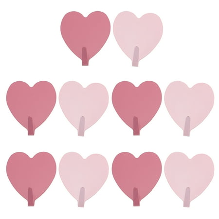 

NUOLUX 10Pcs Heart-shaped Hooks Bathroom Stainless Steel Hanging Hooks (Rosy Pink)