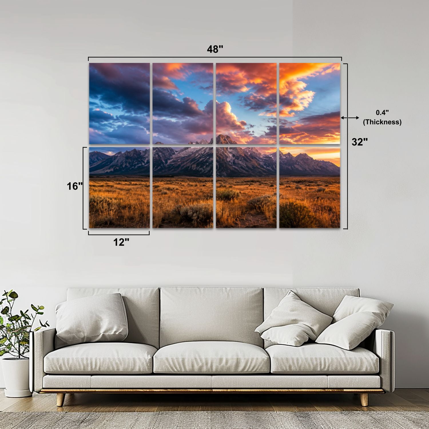 8 Pack Art Acoustic Panels Sound Absorbing Sandia Mountains Sunset Decorative Soundproof Wall Panels Self Adhesive for Nursery Game Room Bedroom 48"x32"
