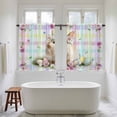 thumbnail image 4 of Easter Cute Bunny Kitchen Curtains 45 Inch Length, Eggs Spring Daisy Flowers Colorful Striped Tiers Curtains for Bathroom Bedroom Cafe, Light Filtering Window Treatment Drapes 2 Panels 42"Wx45"L, 4 of 8