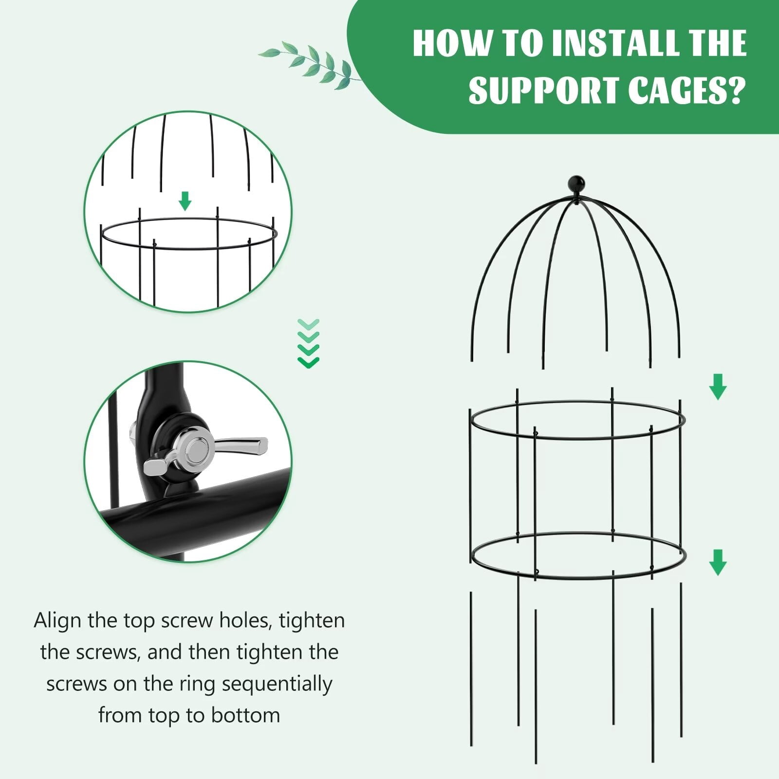 MOPHOTO Garden Trellis for Climbing Plants Outdoor, Tomato Cage Metal Obelisk Trellis Plant Trellis for Potted Plant, Flower Trellises Plant Cages Peony Cages Plant Support (Black, 3 Pack)