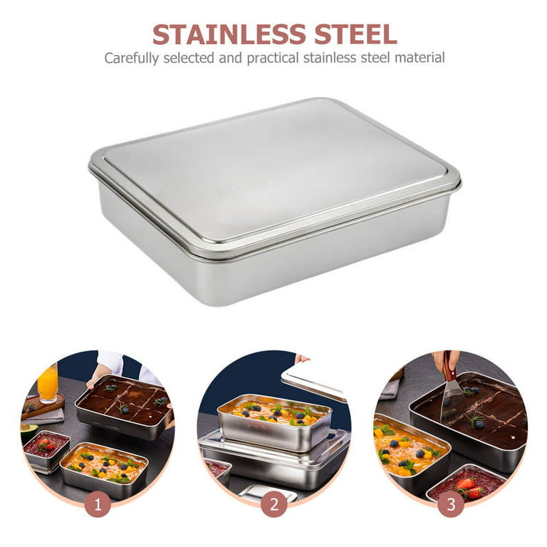 1 Set of Nonstick Bakeware Cake Pan with Lid Stainless Steel Baking Pan  Cake Baking Box 
