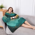thumbnail image 5 of Oversized Wearable Blanket Hoodie,Teal and Gold Marble Flow Lines Pattern Sherpa Blanket Hoodie with Super Pockets,Super Warm Fuzzy Pullover for Women & Men, 5 of 6