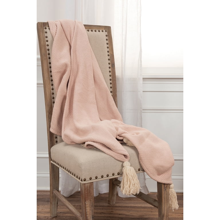 Rizzy Rugs Throw TH0591 Aqua/ Natural Hemmed Chevron 50