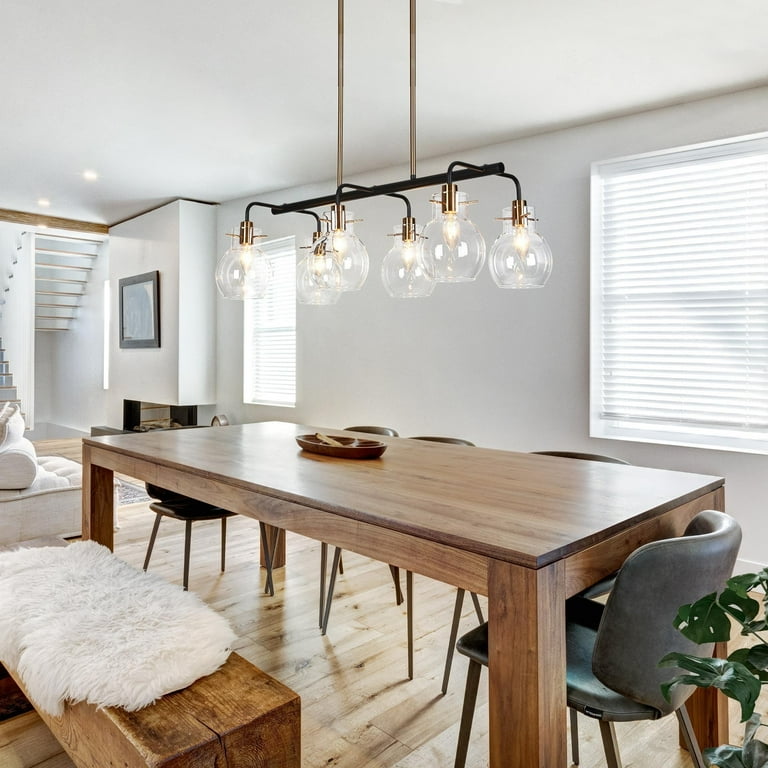 Industrial lighting over shop dining table