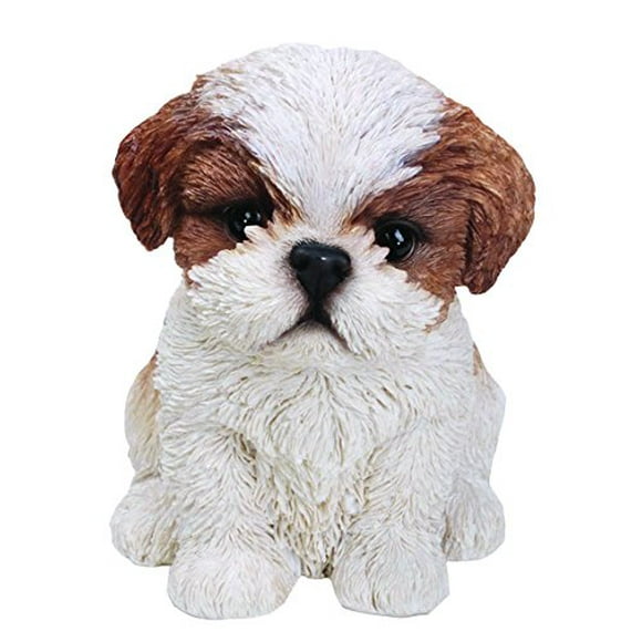 All Line Sitting Shih Tzu Puppy, 6.5", Brown/White