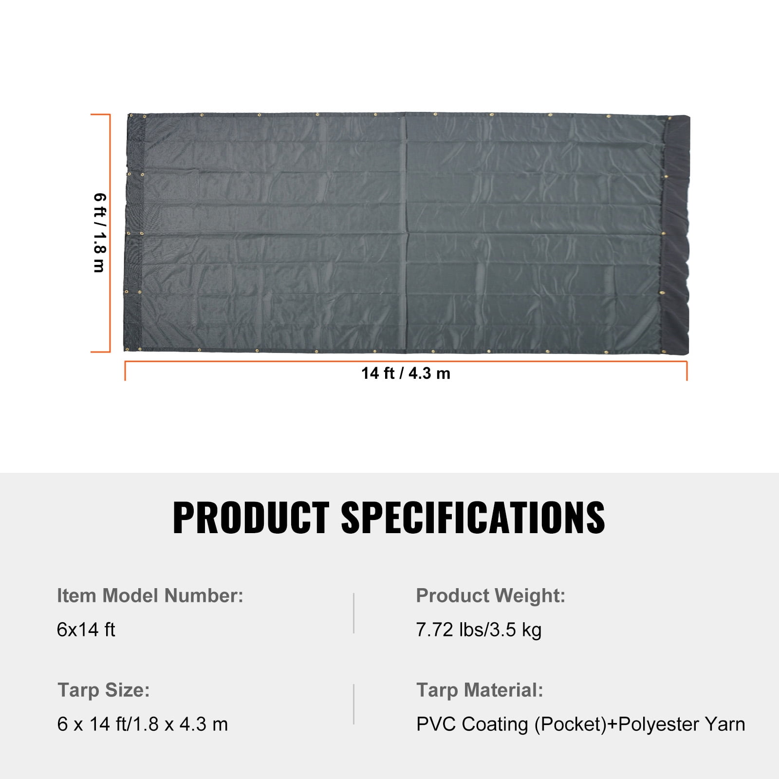 KFFKFF Dump Truck Tarp Mesh Tarp 6 x 14 ft PVC 18oz Double Pockets Trailer Shade