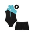thumbnail image 5 of Hansber Gymnastics Leotards for Girls Sport Outfits Sleeveless Ballet Dance Bodysuit Unitard with Lake Blue&Black 6, 5 of 5