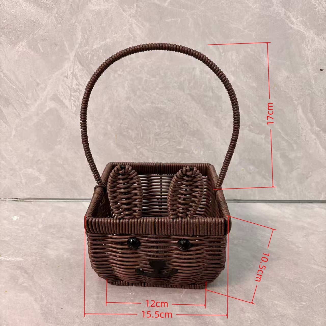 Kbndieu Easter Basket with Handles, Imitation Rattan Bunny Easter Baskets with Cute Rabbit Ears, Easter Egg Hunt Bucket for Picnic Wedding Easter Decorations Gifts