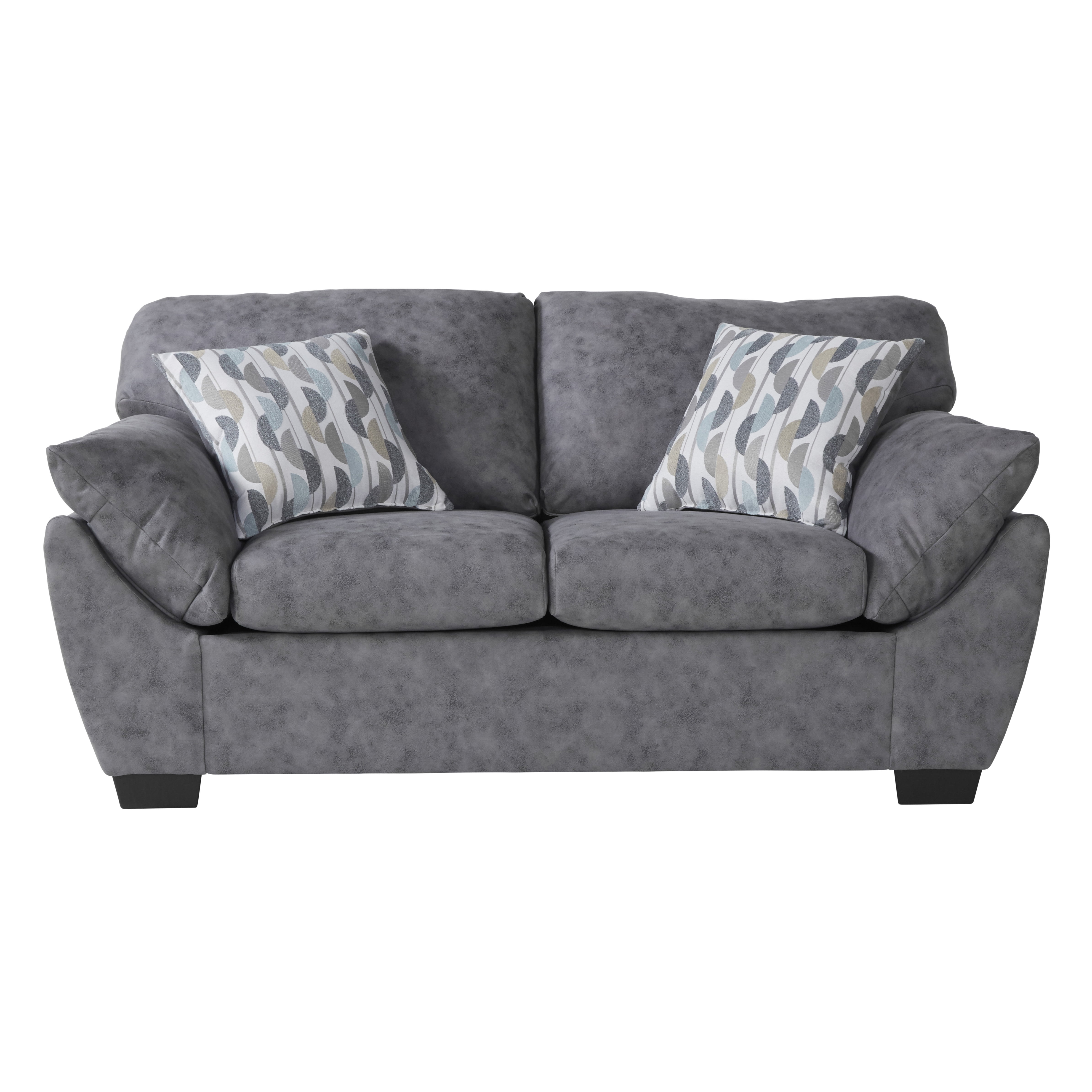 Lore Modern Fabric Pillow Arm Loveseat in Dolphin Bay Gray