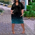 thumbnail image 2 of Plus Size Dresses Fashionable Printed V Neck Comfortable Short Sleeved Knee Length with Pockets Spring Dress Blue XXXXL, 2 of 4