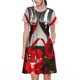 thumbnail image 1 of Balery Red Wine Rose Vestidos sueltos de manga corta para mujer, vestidos de verano 2025, vestidos casuales de corte A con vuelo., 1 of 6