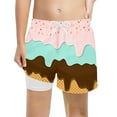 thumbnail image 4 of oqasdz Boys Girls Shorts Ice Cream Print Elastic Waist Breathable Swimwear Kids Child Outdoor Sports Casual Board Shorts Size 5 Y-6 Y, 4 of 4