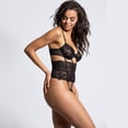 thumbnail image 2 of Gibobby Conjunto de lencería de encaje Conjunto de ropa interior de encaje para mujer, conjunto de ropa interior y ropa interior de encaje con correa, lencería sexy(Negro, XG), 2 of 5